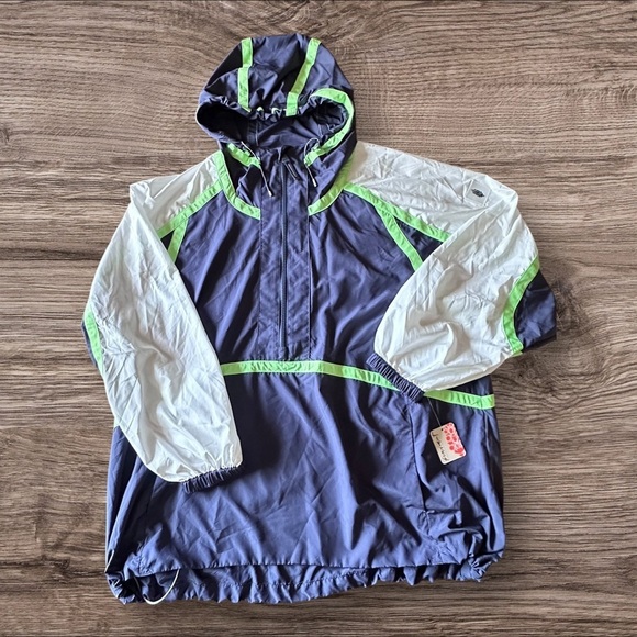 NWT Free People Care FP Like The Wind Logo Jacket in Midnight Navy Combo - Picture 8 of 9